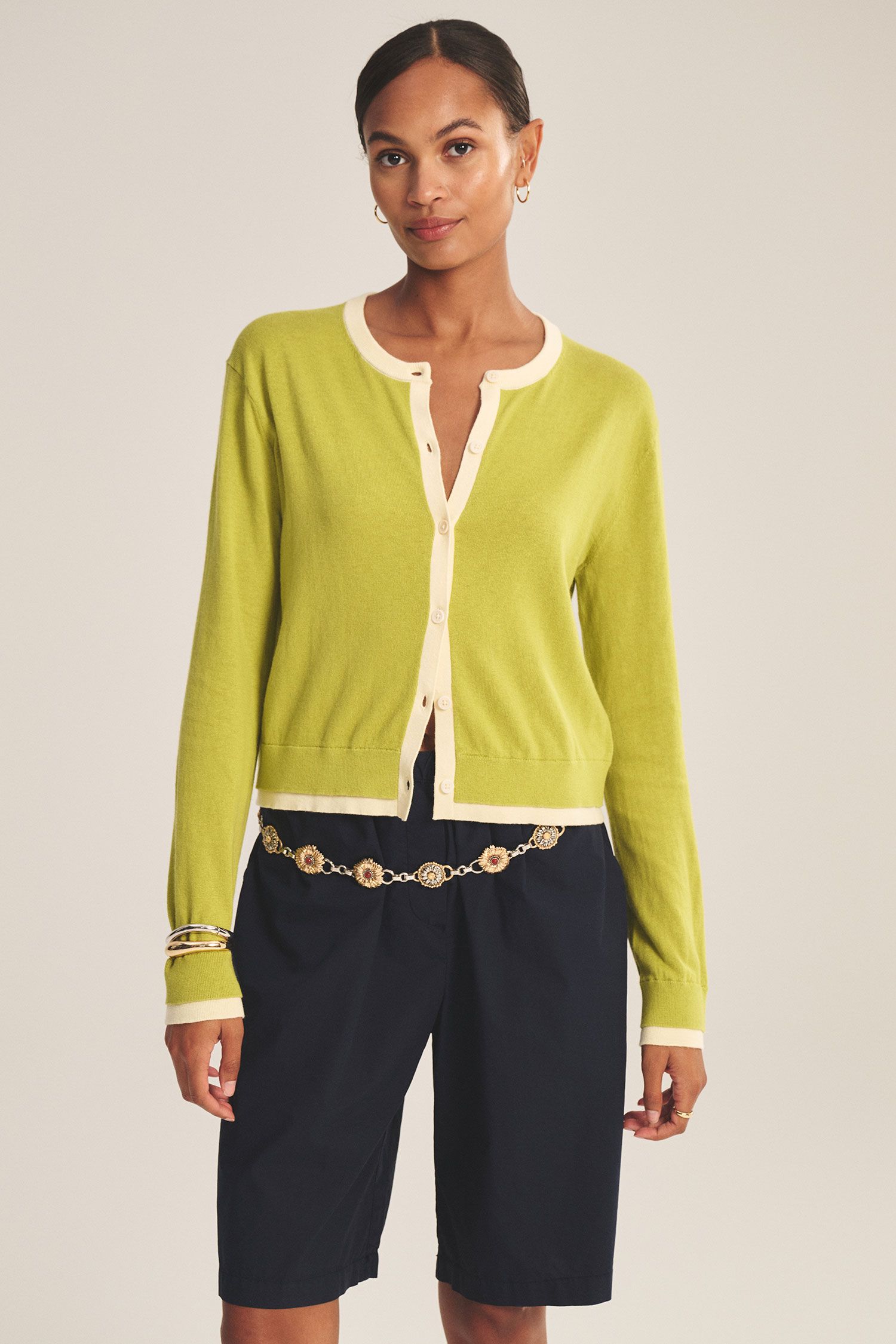 Velvet Saylor Lux Cotton Cashmere Cardigan in Lime