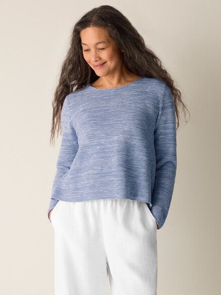 Eileen Fisher Organic Linen Cotton Slub Crew Neck Sweater in Haze Eileen Fisher Organic Linen Cotton Slub Crew Neck Sweater in Haze