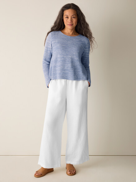 Eileen Fisher Organic Linen Cotton Slub Crew Neck Sweater in Haze