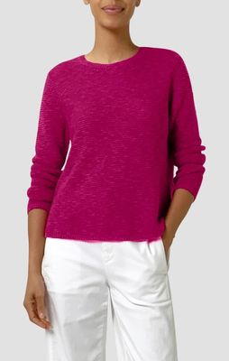 Eileen Fisher Organic Linen Cotton Slub Crew Neck Pullover in Fuchsia Eileen Fisher Organic Linen Cotton Slub Crew Neck Pullover in Fuchsia
