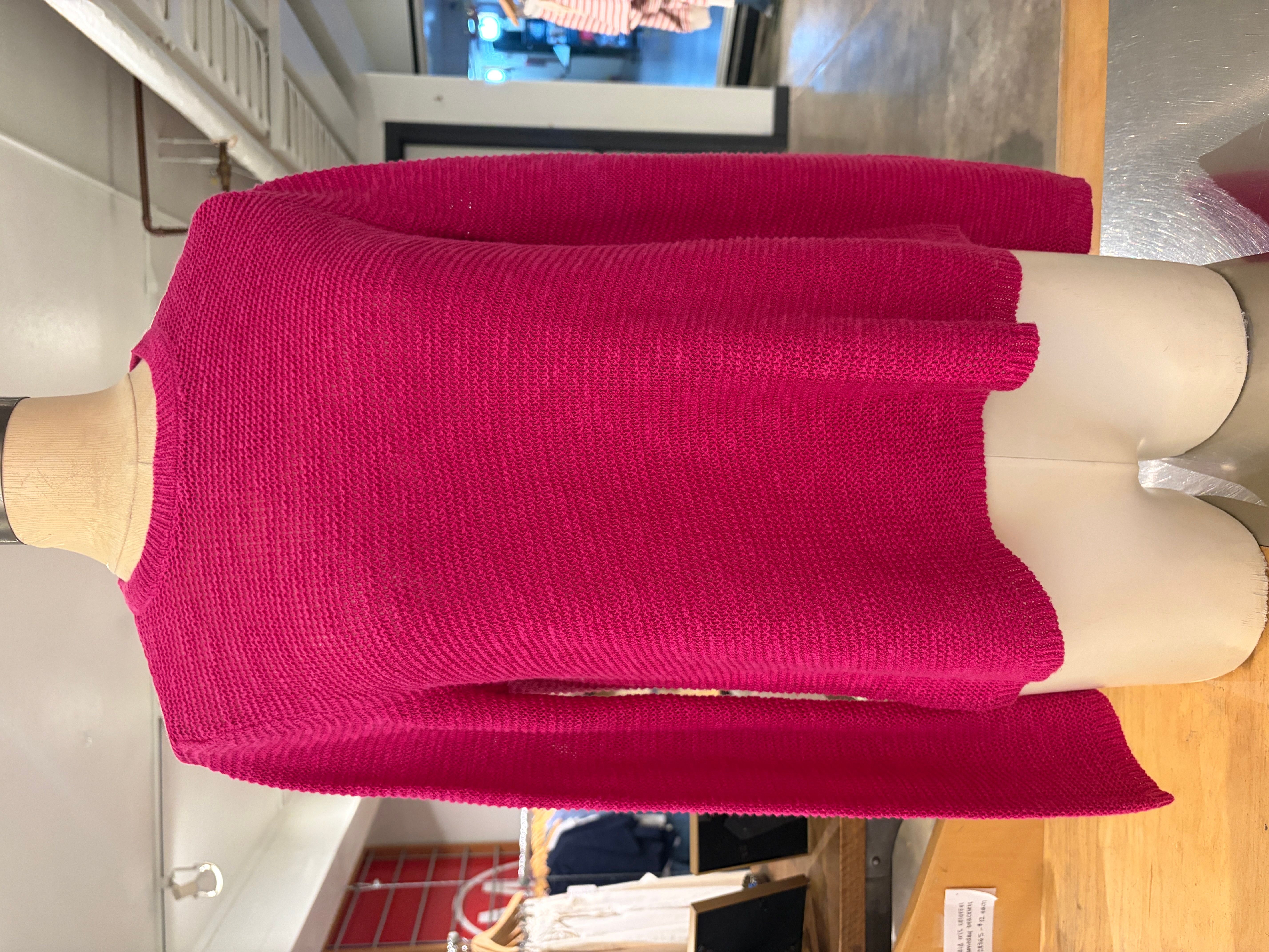 Eileen Fisher Organic Linen Cotton Slub Crew Neck Pullover in Fuchsia