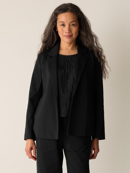 Eileen Fisher Cotton Blend Ponte Blazer in Black