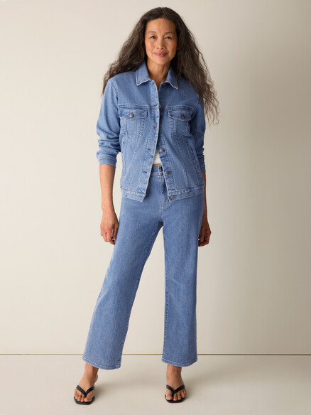 Eileen Fisher Cotton Stretch Denim Straight Ankle Jean in Classic Indigo