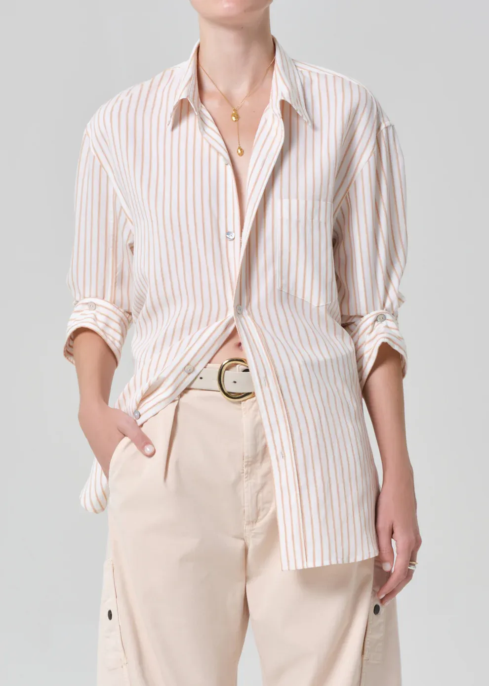 Citizens of Humanity Kayla Shirt In Sherbet Stripe Citizens of Humanity Kayla Shirt In Sherbet Stripe