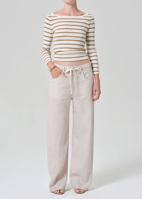 Citizens of Humanity Brynn Linen Drawstring Trouser in Pale Stone