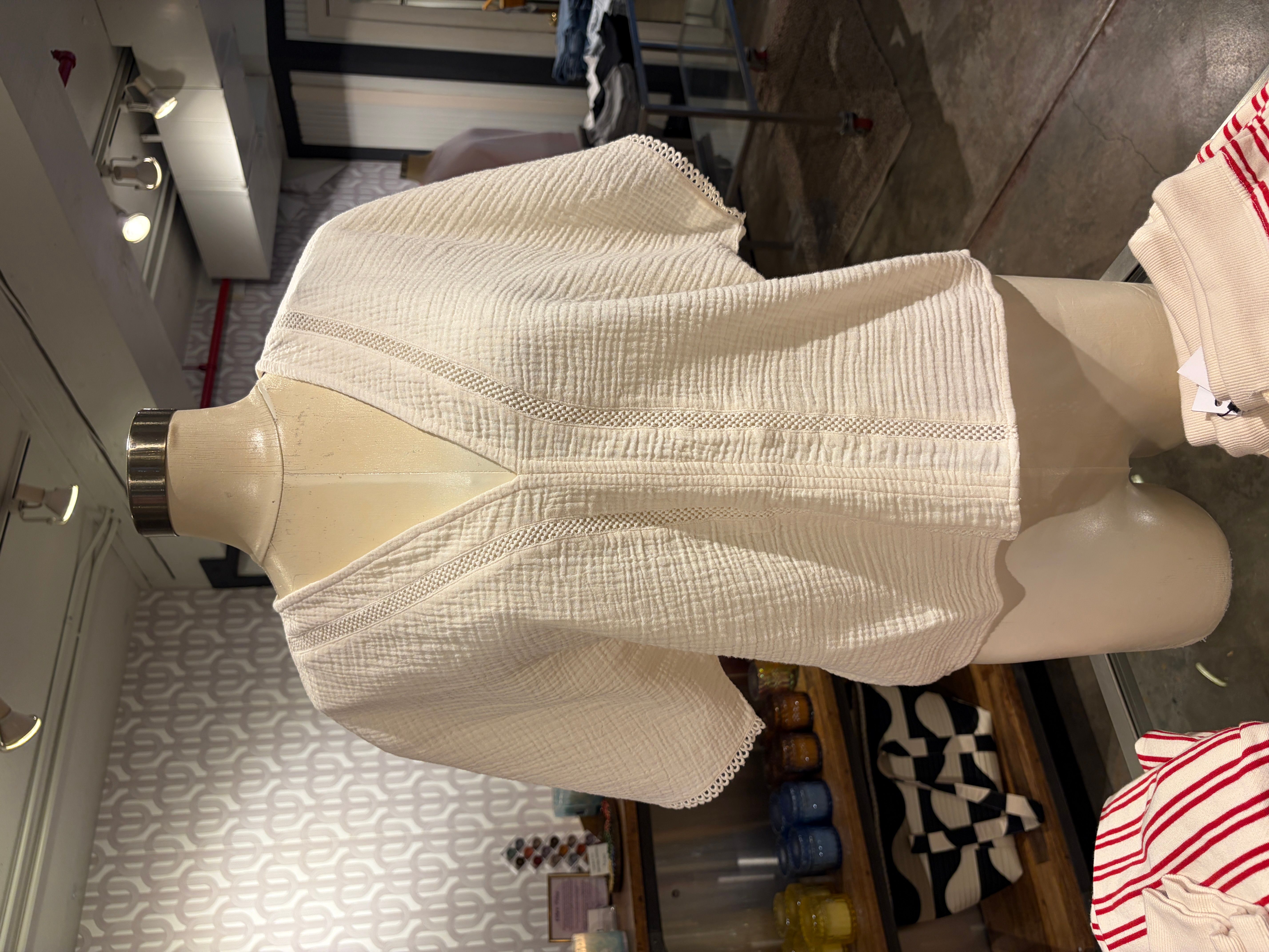 Velvet Verna Cotton Gauze Top in Coconut