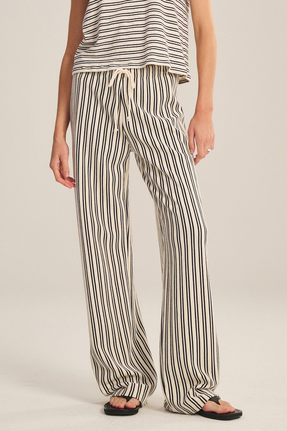 Velvet Amelise Vintage Stripe Terry Pant in Natural/Navy