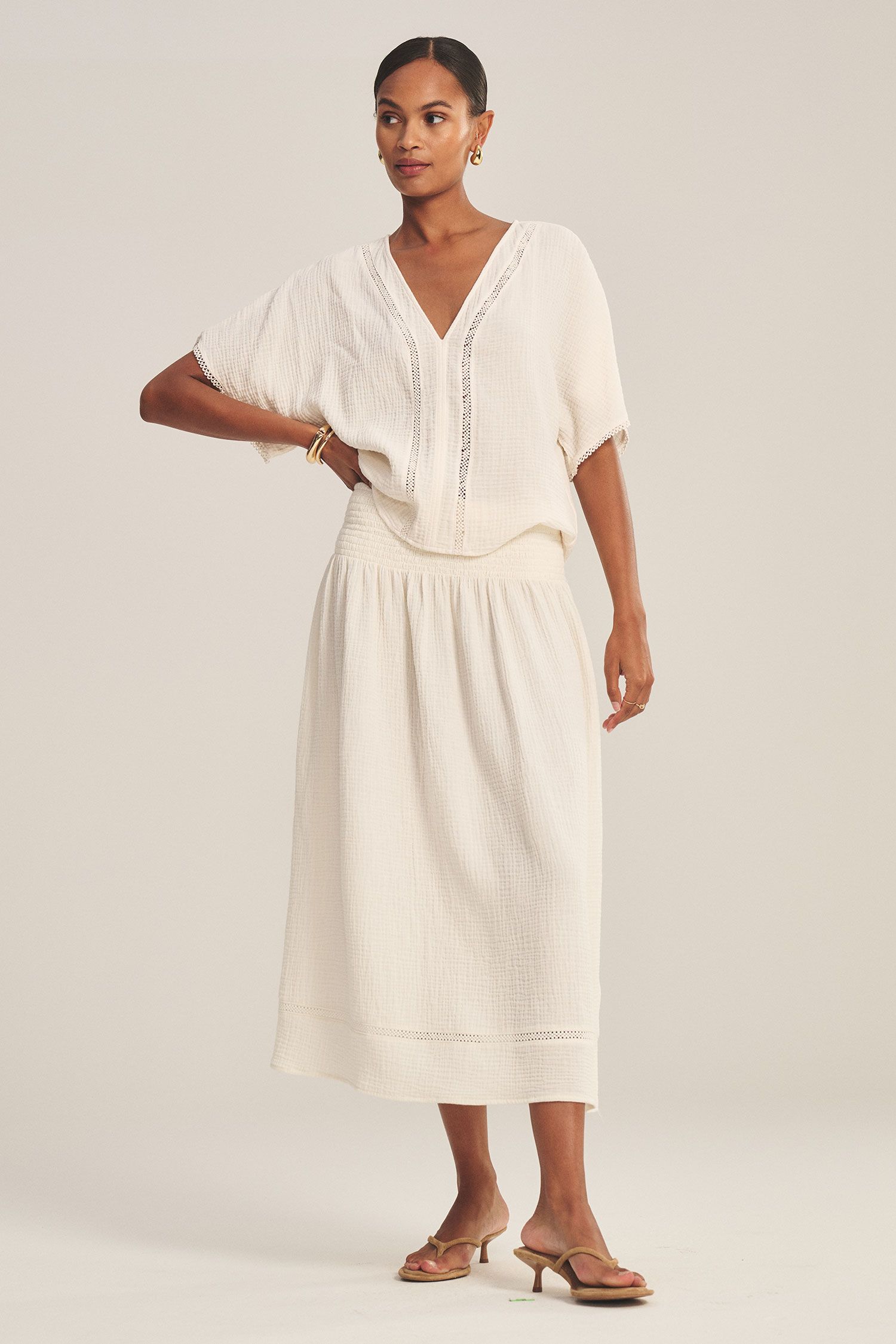 Velvet Mazie Cotton Gauze Skirt in Coconut