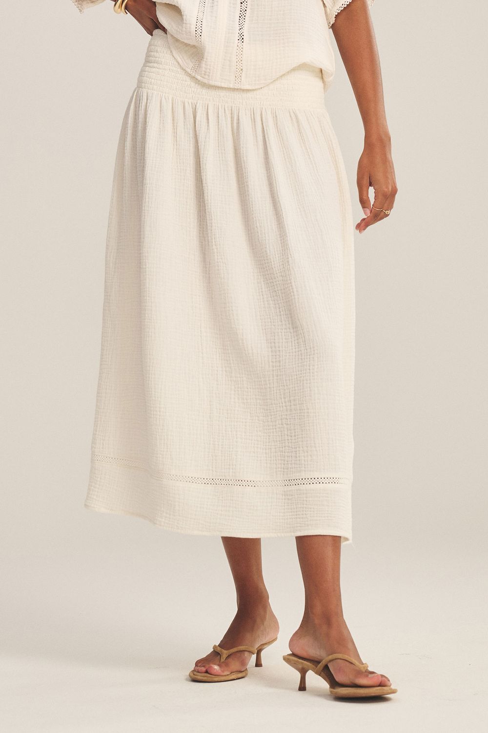 Velvet Mazie Cotton Gauze Skirt in Coconut Velvet Mazie Cotton Gauze Skirt in Coconut