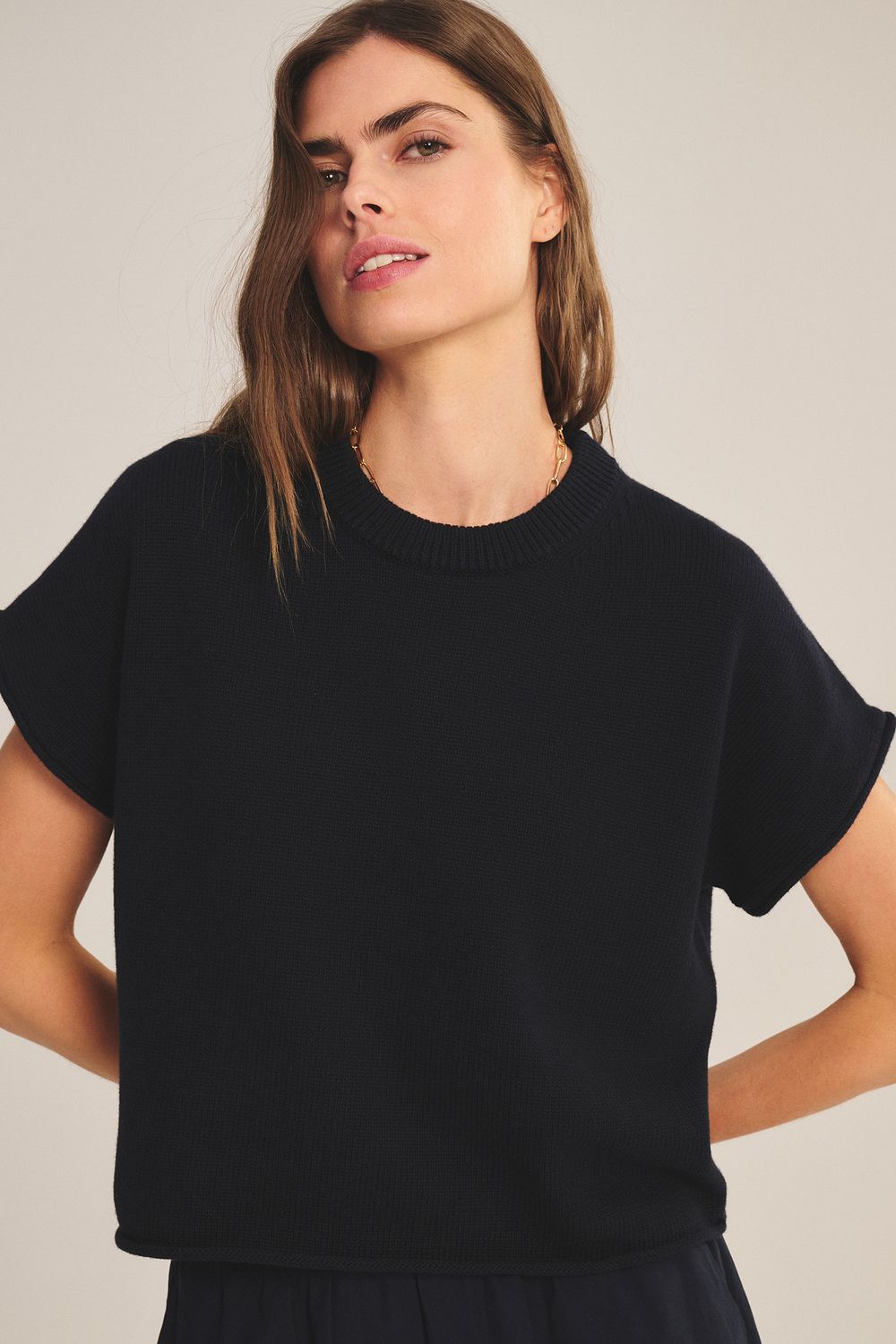 Velvet Keeny Cotton Cashmere Top in Navy Velvet Keeny Cotton Cashmere Top in Navy