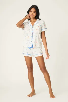PJ Salvage Whimsy Parisian Picnic Short PJ Set in Ivory