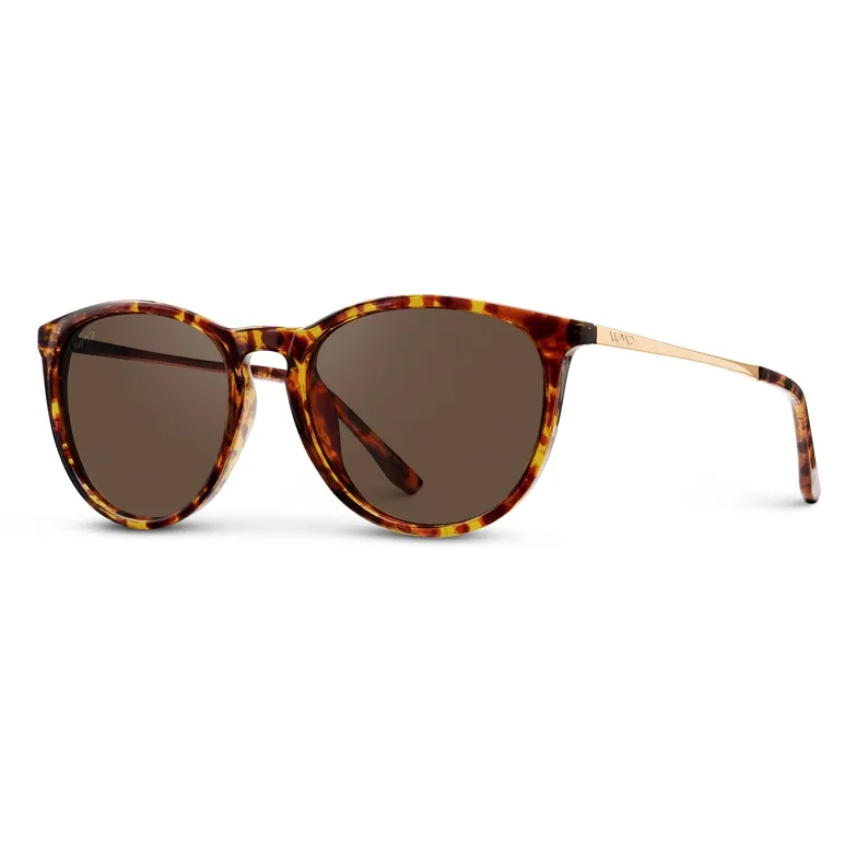 WMP Drew Polarized Round Sunglasses in Tortoise/Brown Lens