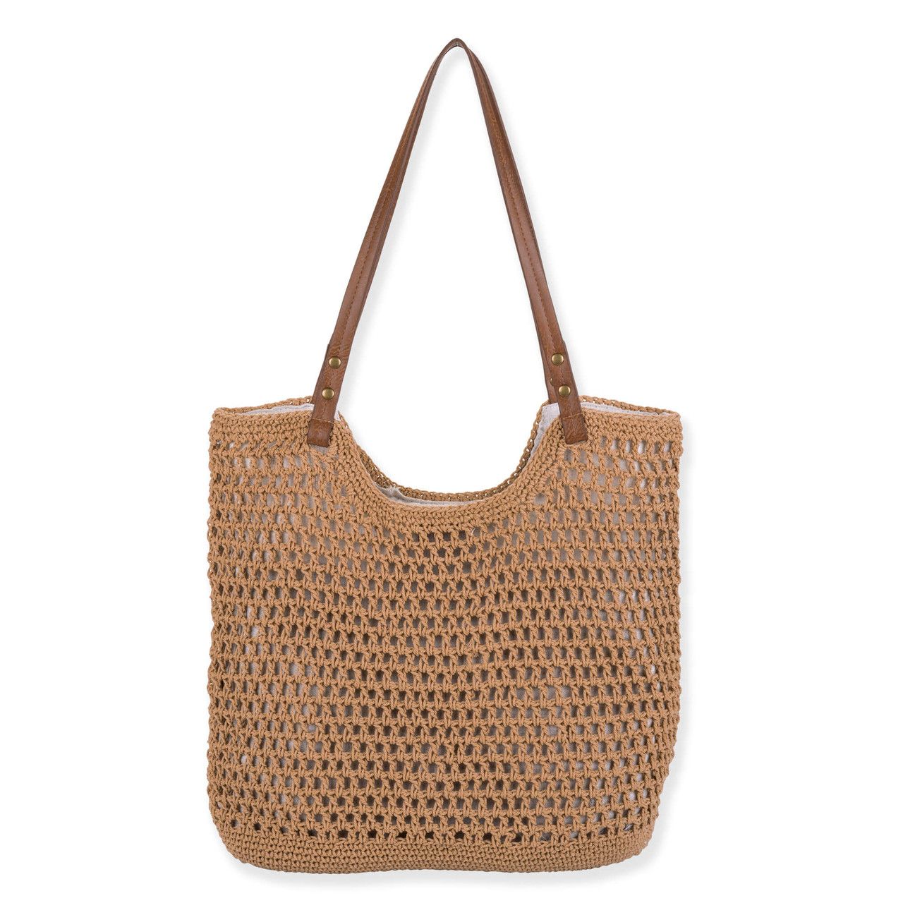 Sun 'N' Sand Shoreline Wave Cotton Scoop Tote in Tan Sun 'N' Sand Shoreline Wave Cotton Scoop Tote in Tan