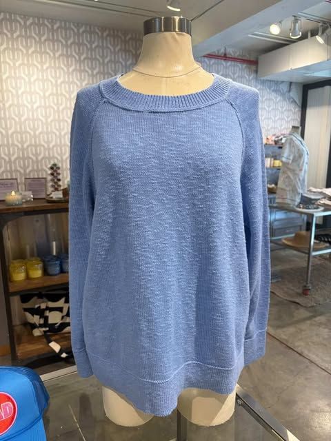Avalin Long Sleeve Crew Neck With Raglan Sleeve Sweater in Periwinkle