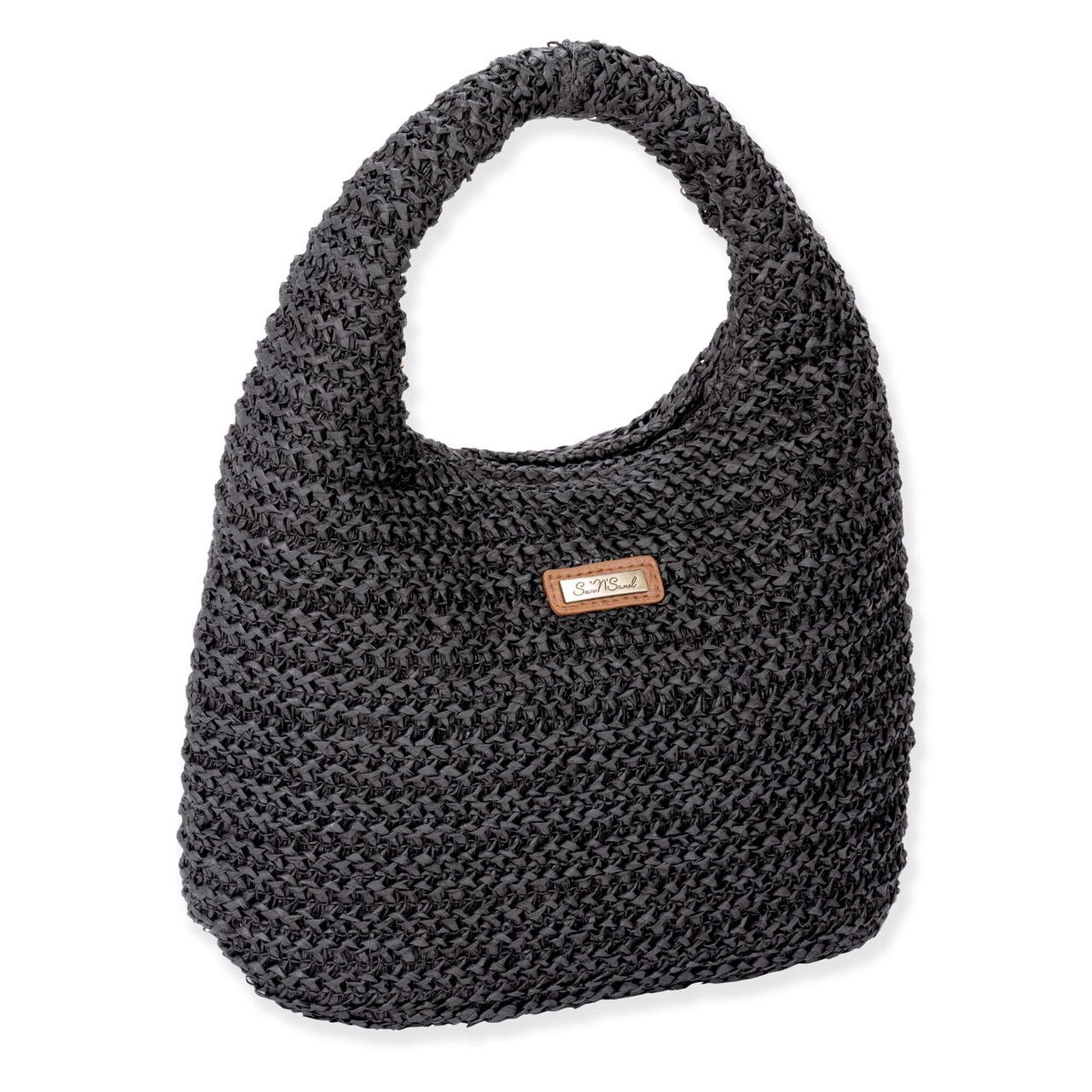 Sun 'N' Sand Stone Willow Paper Straw Clutch in Black Sun 'N' Sand Stone Willow Paper Straw Clutch in Black