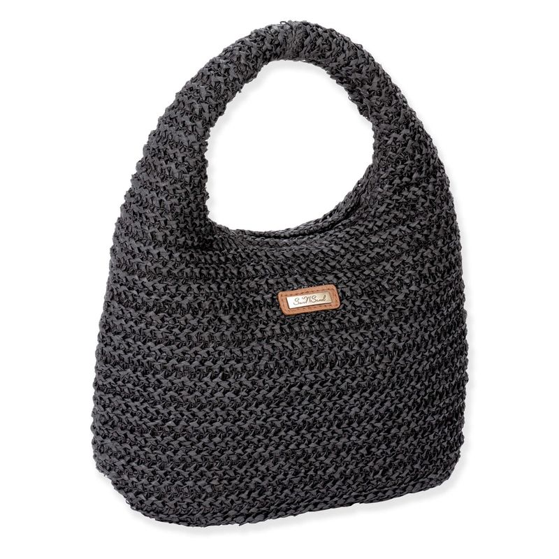 Sun 'N' Sand Stone Willow Paper Straw Clutch in Black