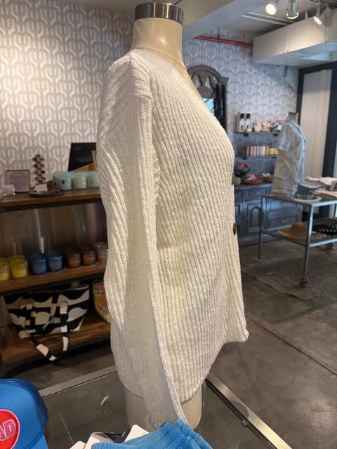 Avalin Ribbed 4 Button Cardigan in White