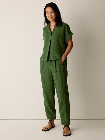 Eileen Fisher Washed Organic Linen Delave Lantern Pant in Field Eileen Fisher Washed Organic Linen Delave Lantern Pant in Field