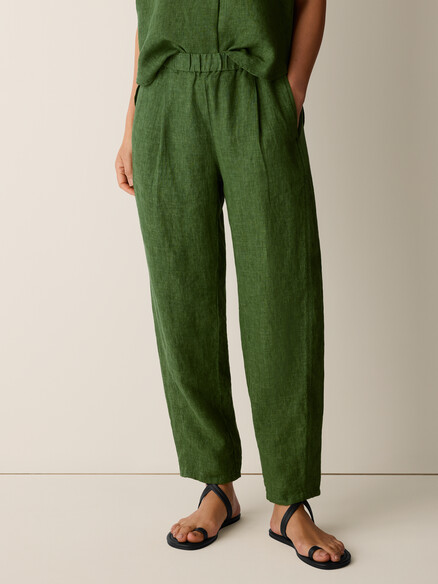 Eileen Fisher Washed Organic Linen Delave Lantern Pant in Field