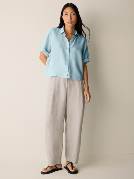 Eileen Fisher Organic Handkerchief Linen Elbow Sleeve Shirt in Breeze