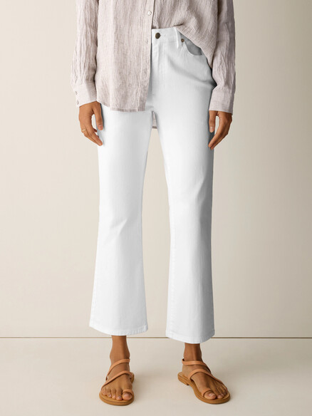 Eileen Fisher Garment Dyed Organic Cotton Denim Kick-Jean in White