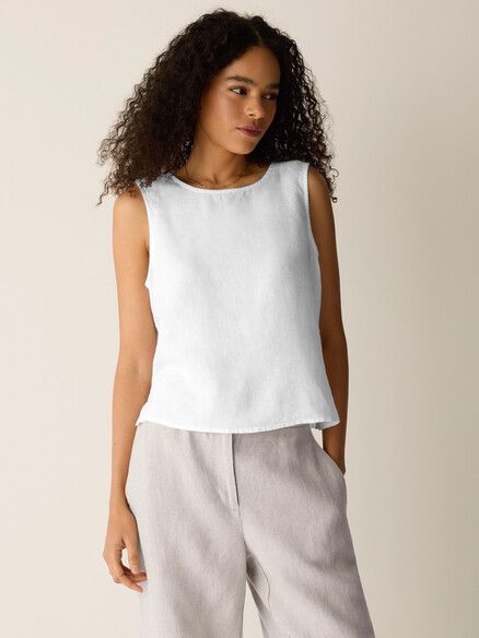 Eileen Fisher Organic Linen Shell Top in White Eileen Fisher Organic Linen Shell Top in White