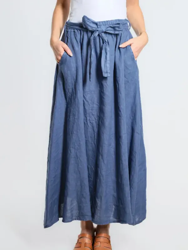 Tees By Tina Angie A-Line Skirt with Pockets in Dark Jeans