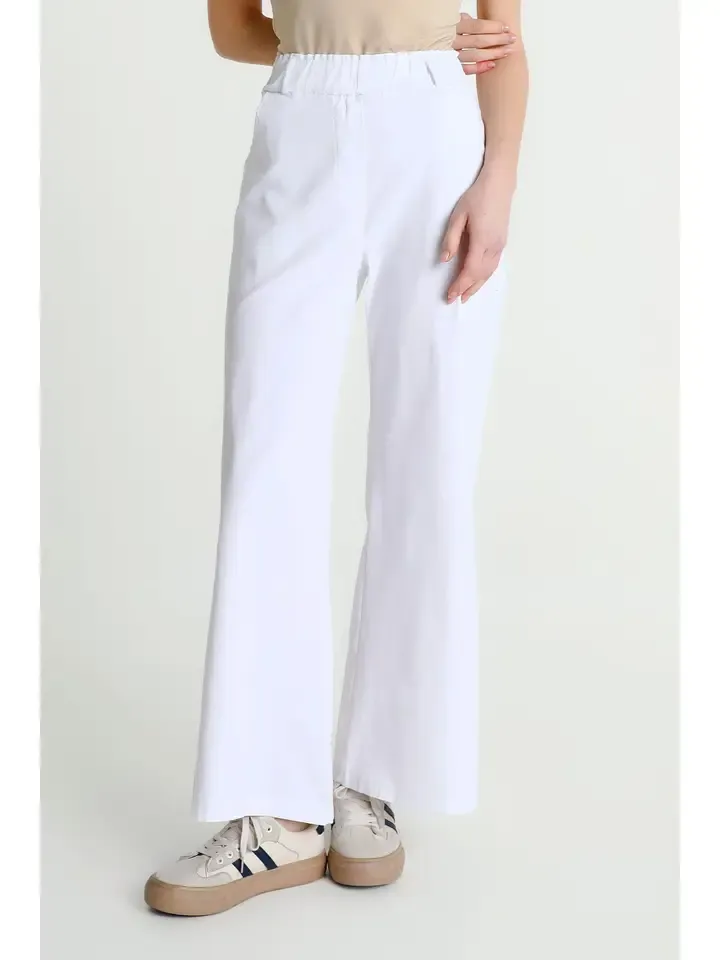 Tees By Tina Hera Flared Leg Pull-On Pant in White