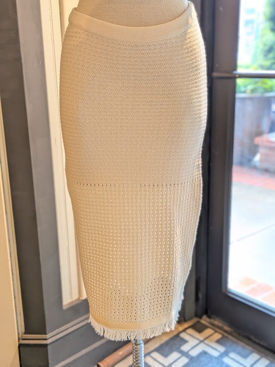 Velvet Blythe Mesh Cotton Knit Skirt in Milk