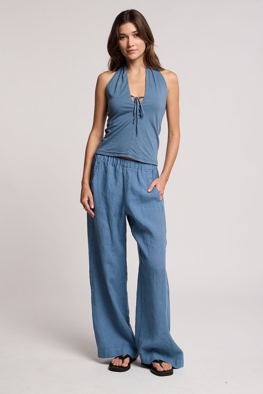 Velvet Celine Heavy Linen Pant in Hailstone