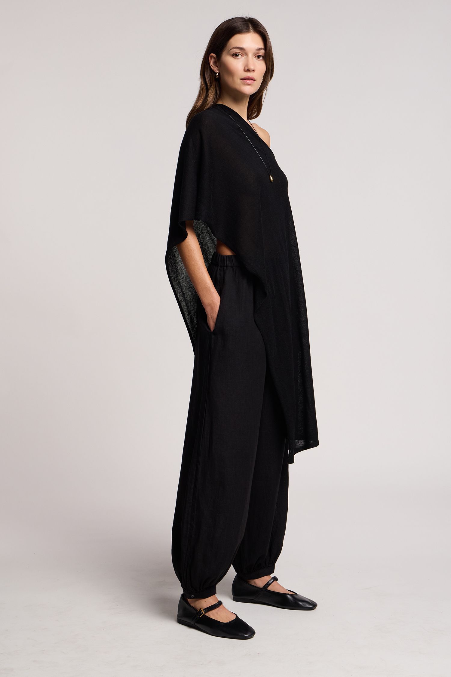 Velvet Floren Linen Blend Knit Top in Black