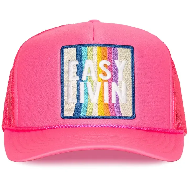 Friday Feelin' Easy Livin' Trucker Hat in Pink