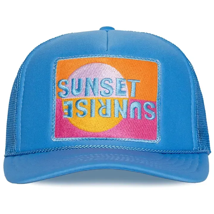 Friday Feelin' Sunset Sunrise Trucker Hat in Blue