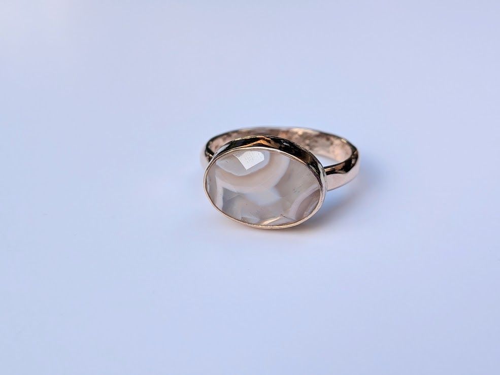 Savage Roots Ruth Ring in Banded Agate + 14K Yellow Gold Fill