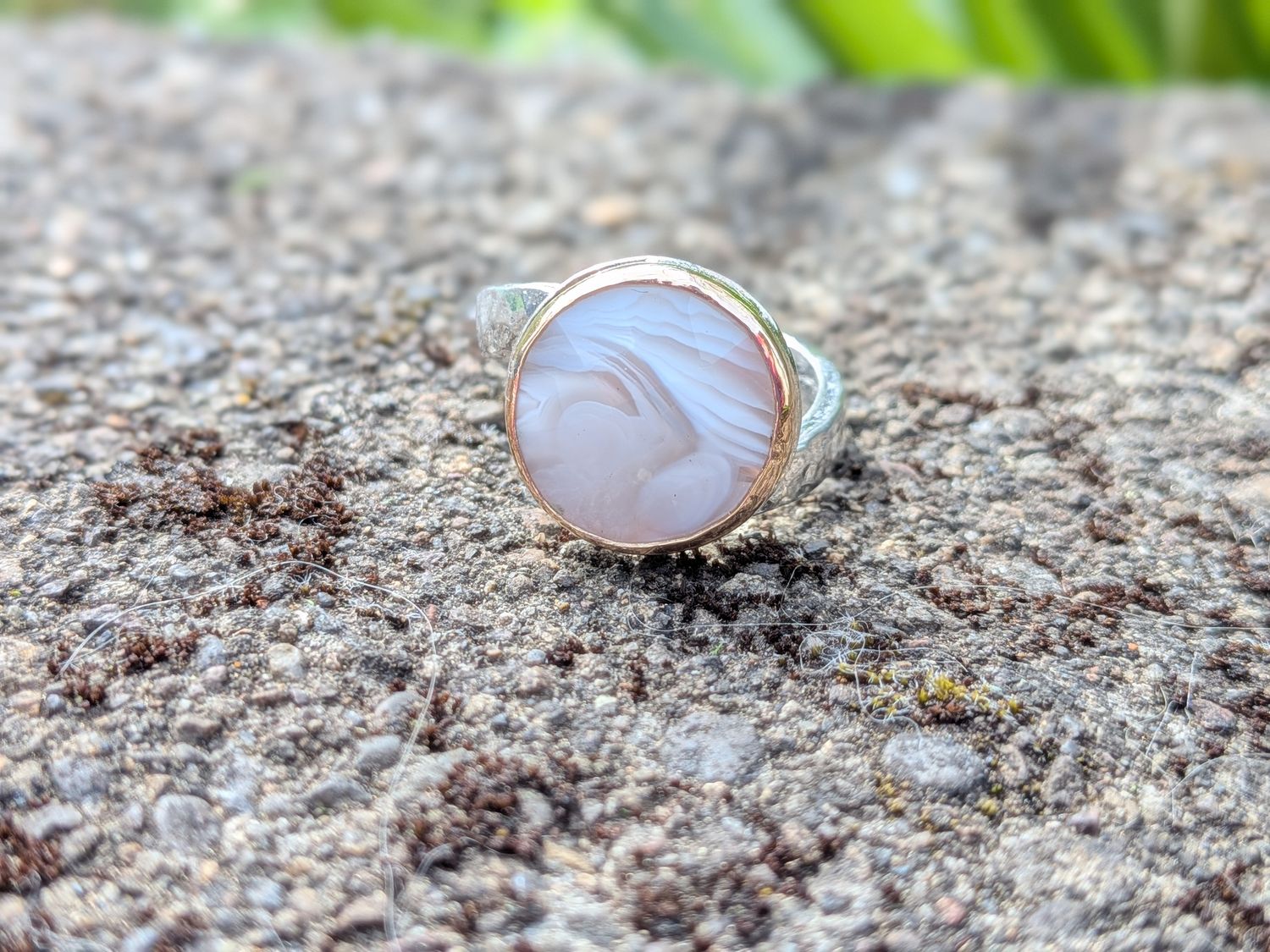 Savage Roots Sinclair Ring in Banded Agate/Sterling Silver/14KGF