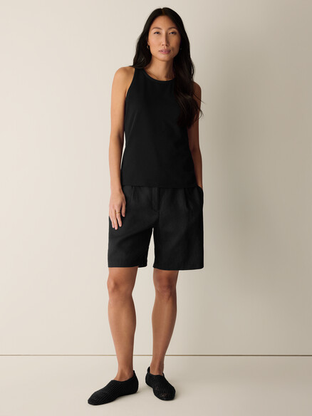 Eileen Fisher Pima Cotton Stretch Jersey Round Neck Tank in Black