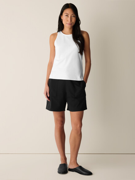 Eileen Fisher Pima Cotton Stretch Jersey Round Neck Tank in White