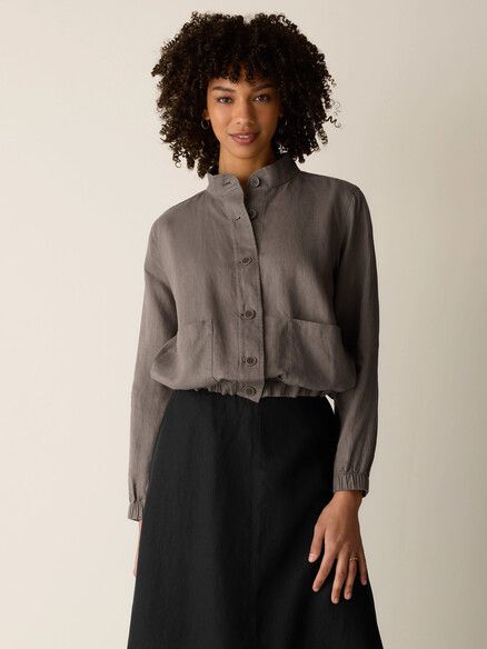 Eileen Fisher Organic Linen Flight Jacket in Walnut
