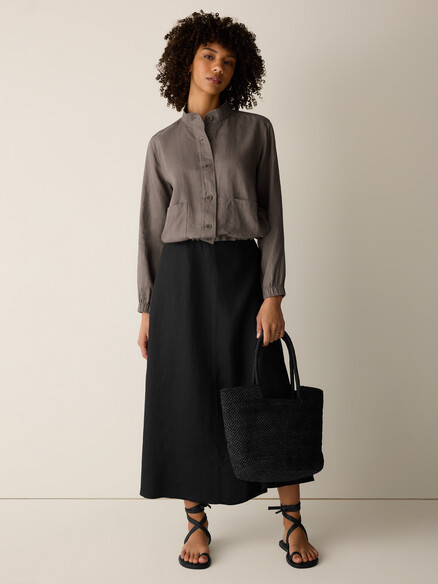 Eileen Fisher Organic Linen Flight Jacket in Walnut