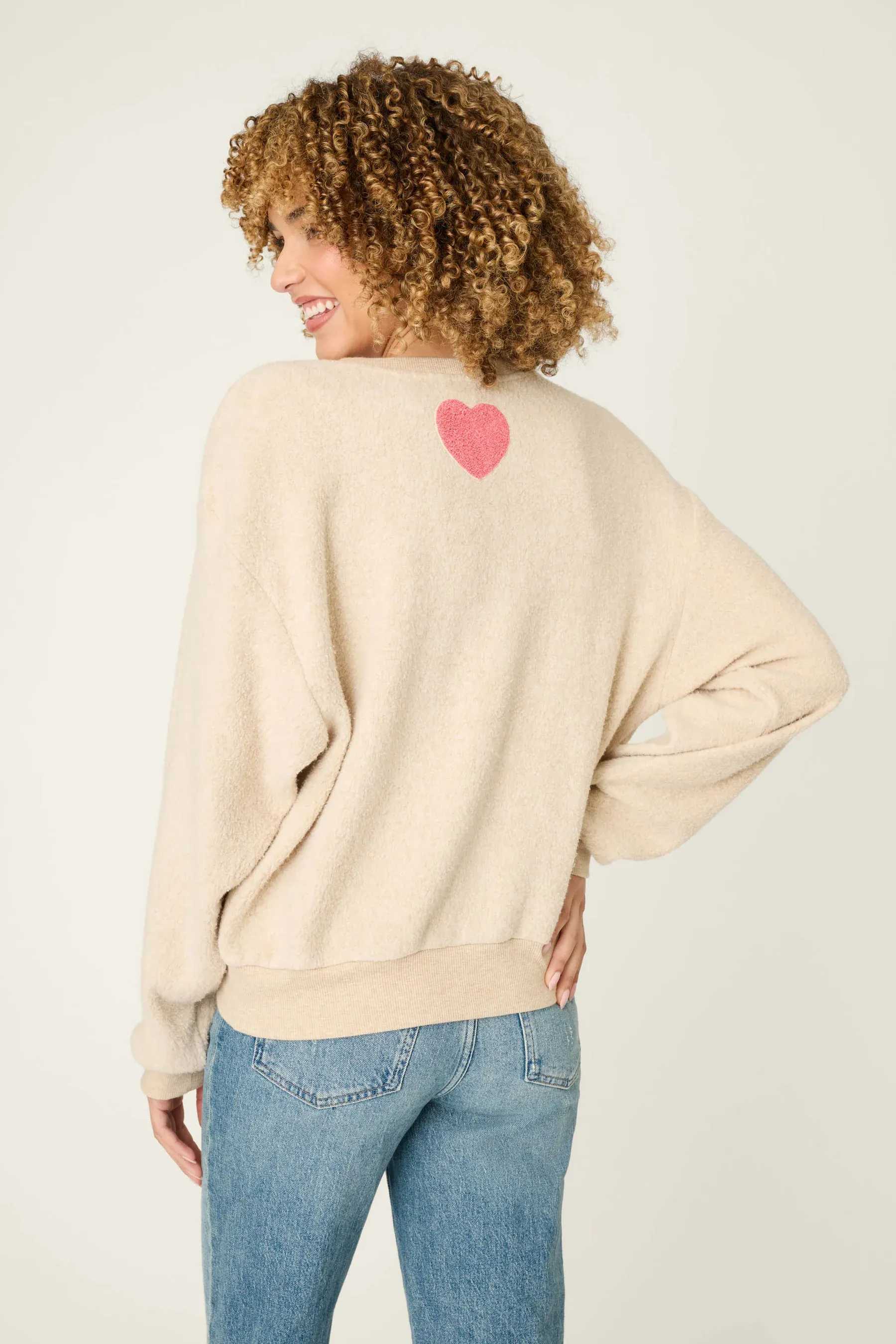 PJ Salvage For The Mamas Sweetheart Sweatshirt in Light Oatmeal