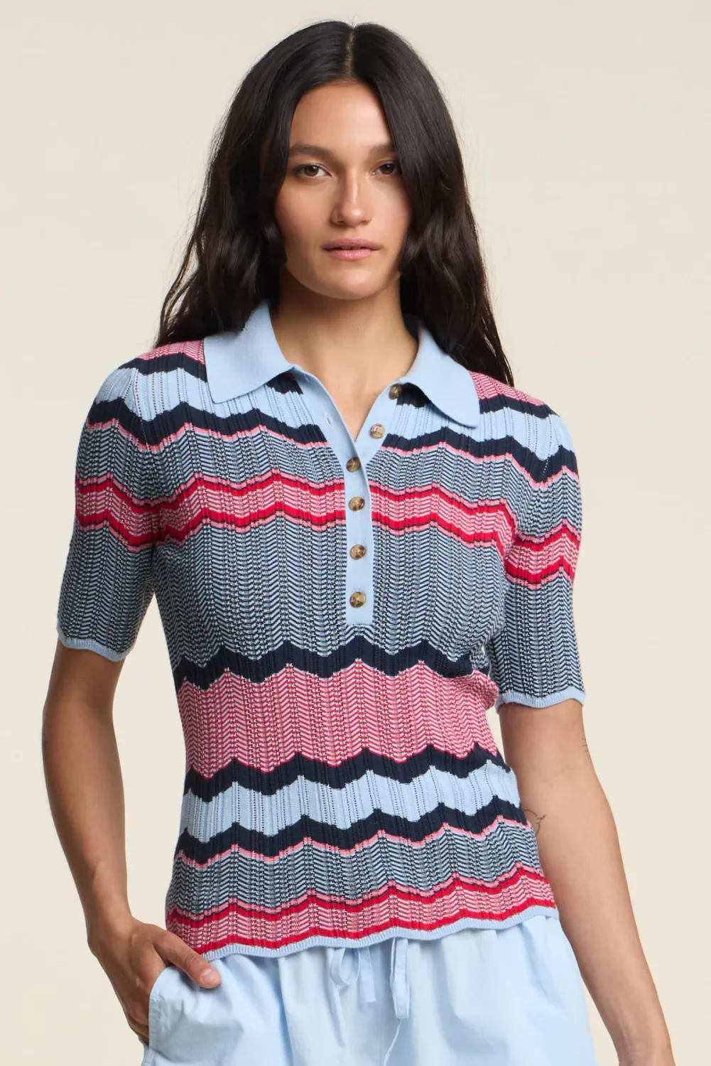 Velvet Roselle Zigzag Stripe Top in Multi