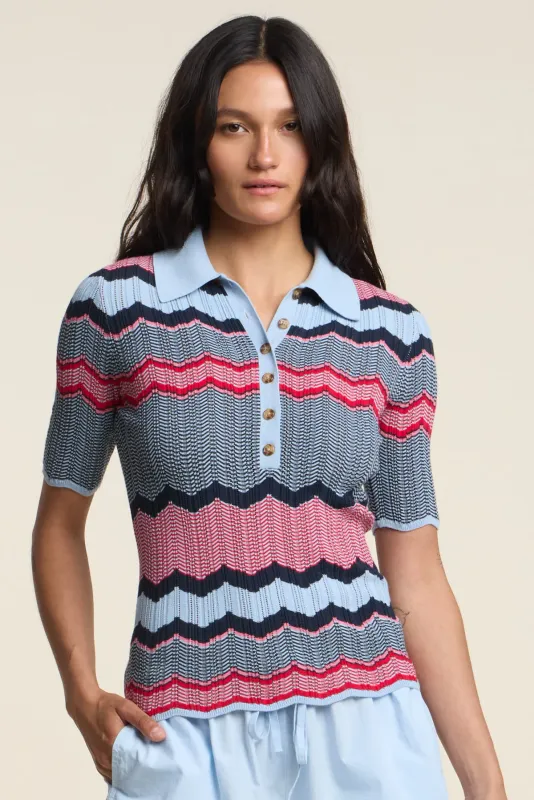 Velvet Roselle Zigzag Stripe Top in Multi