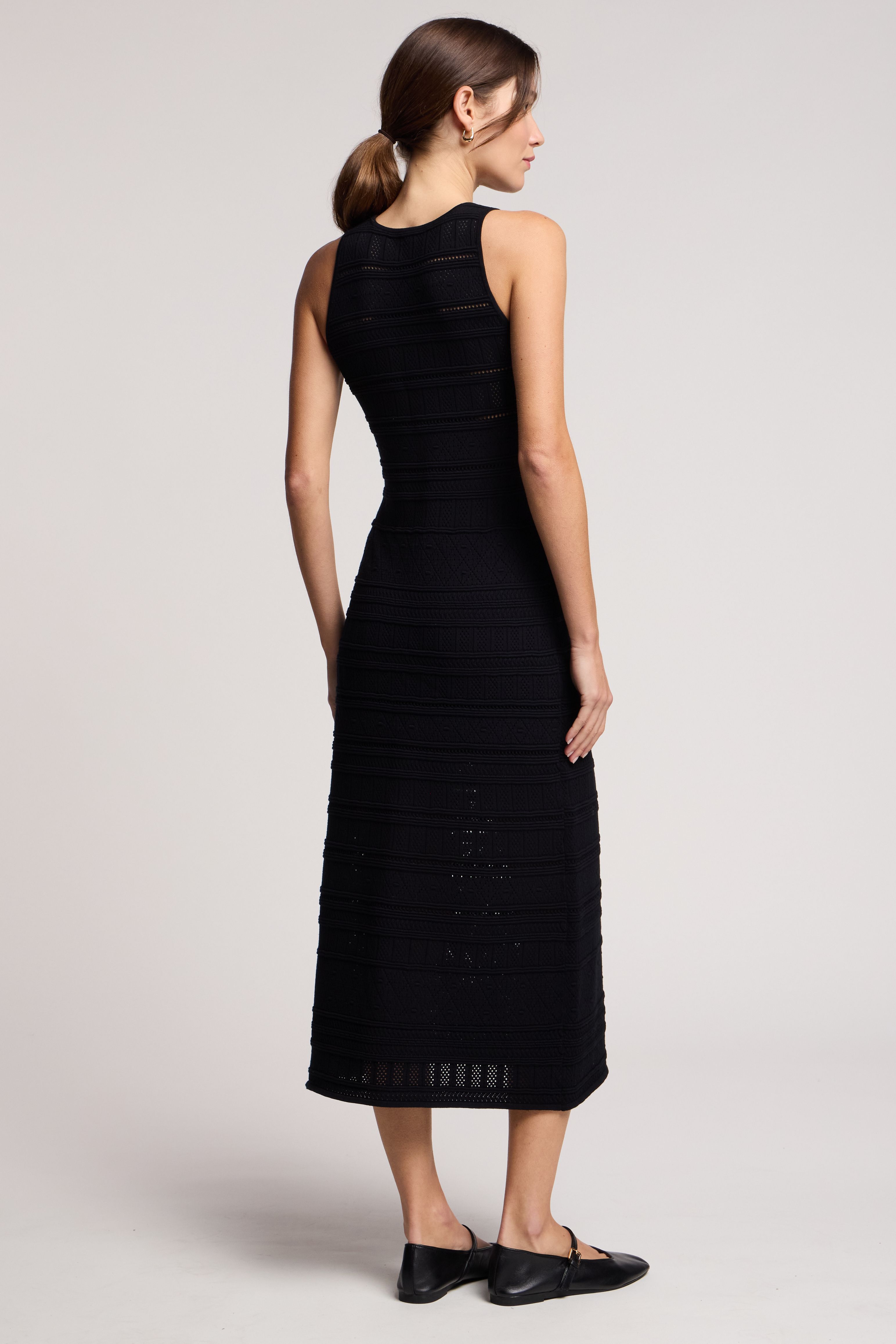 Velvet Ylena Stripe Pointelle Dress in Black