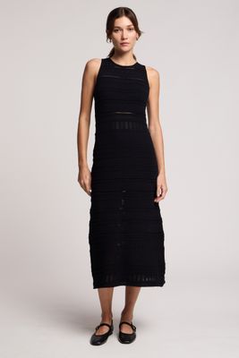 Velvet Ylena Stripe Pointelle Dress in Black Velvet Ylena Stripe Pointelle Dress in Black