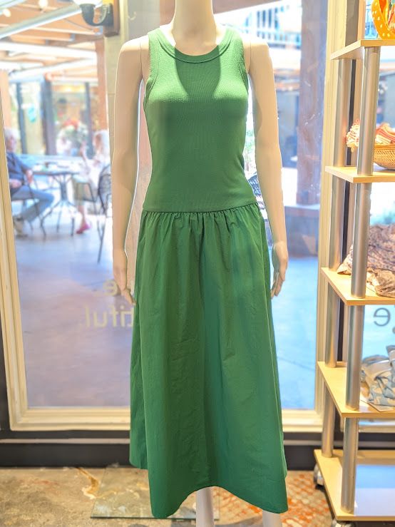 Velvet Romilly Rib & Poplin Dress in Shamrock Velvet Romilly Rib & Poplin Dress in Shamrock