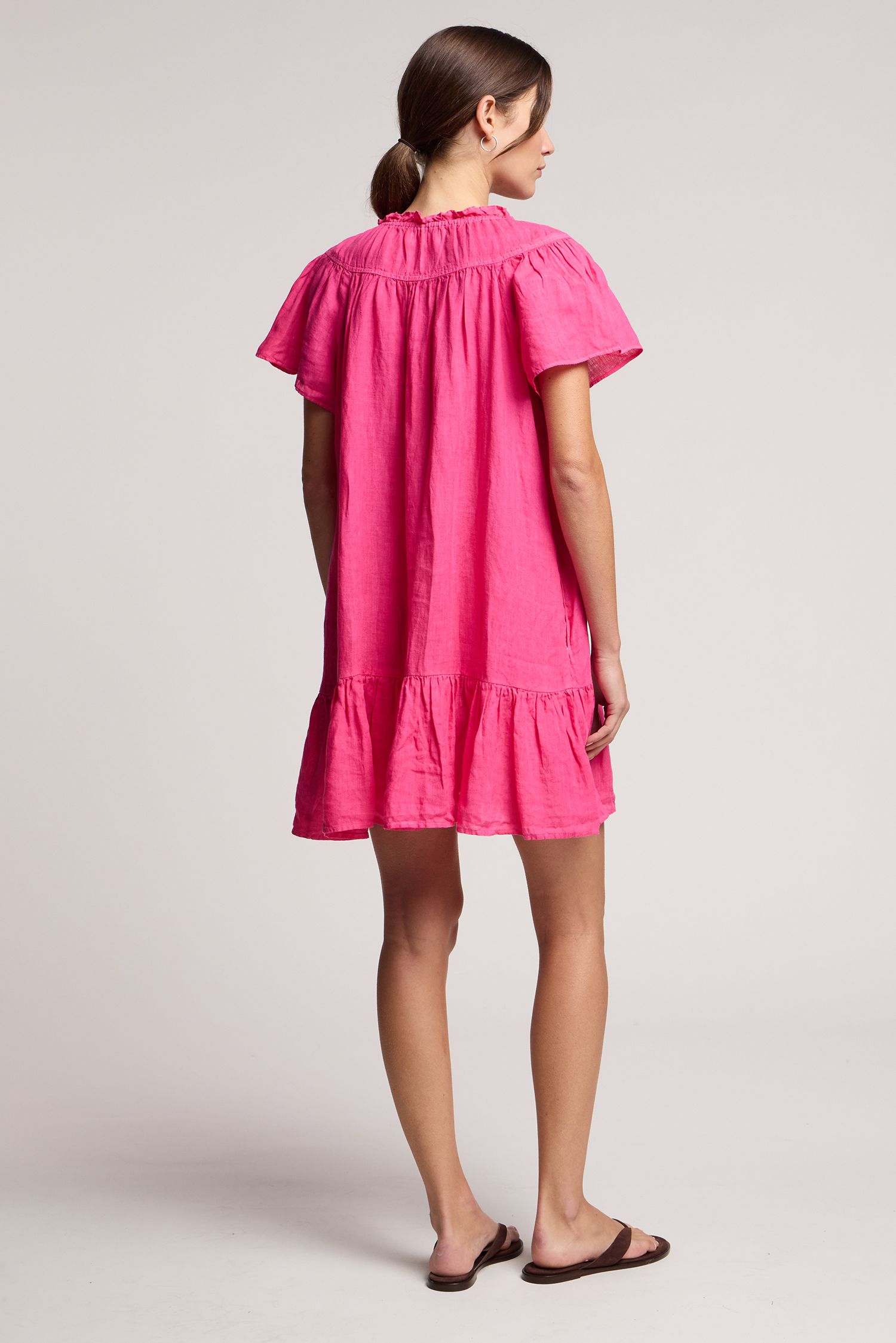 Velvet Livvy Woven Linen Dress in Pink