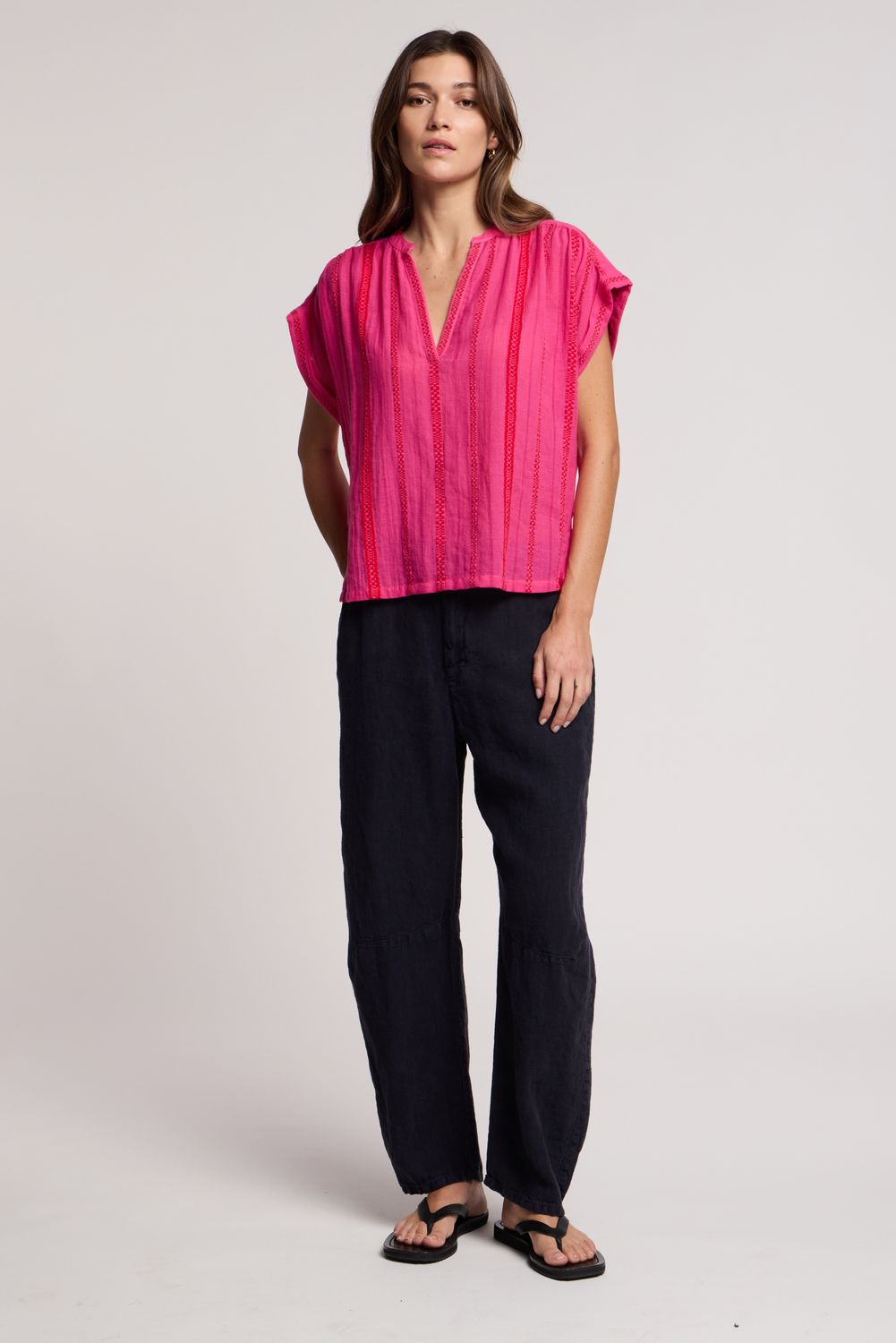 Velvet Tallulah Geometric Jacquard Blouse in Pink