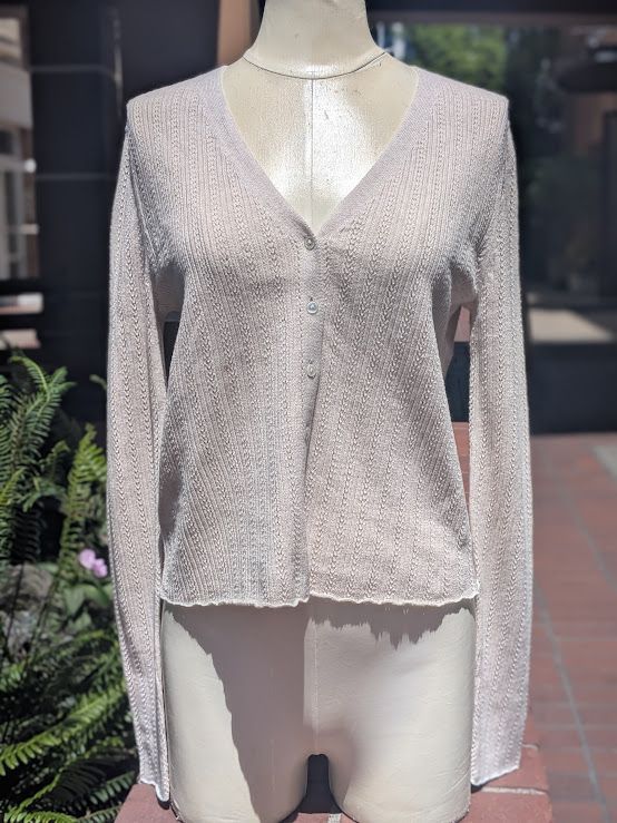 Velvet Ottilie Organic Cotton Linen Pointelle Henley in Muslin