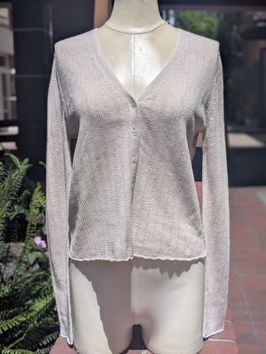 Velvet Ottilie Organic Cotton Linen Pointelle Henley in Muslin
