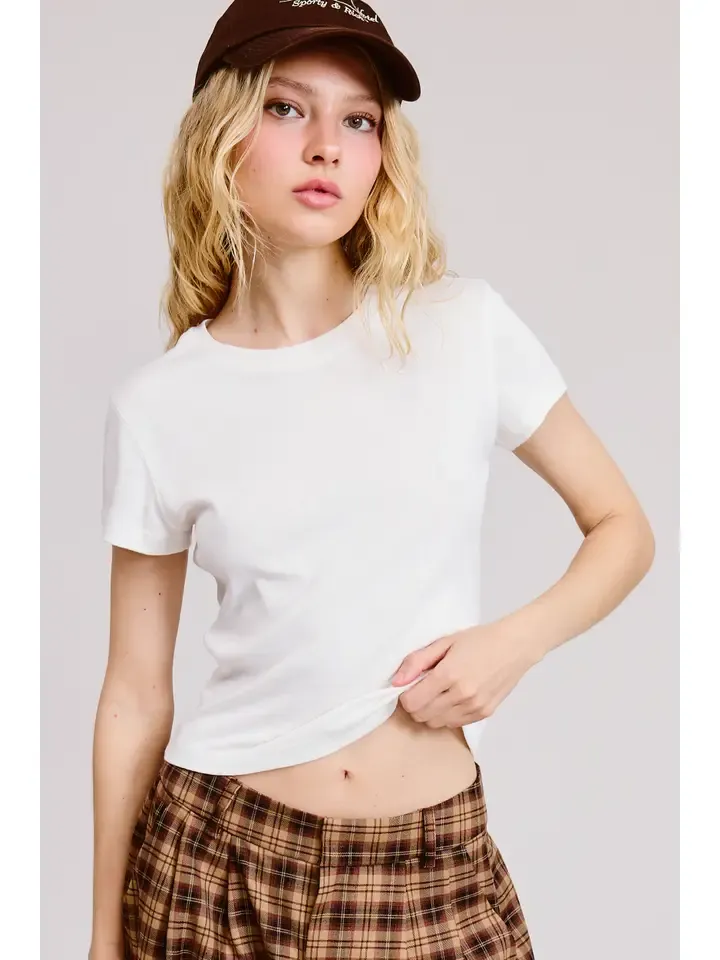 Mimosa Basic Short Sleeve Baby Tee in Ivory